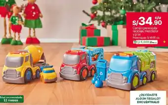 Tottus Camión pre escolar reciclaje, mezclador y grúa oferta