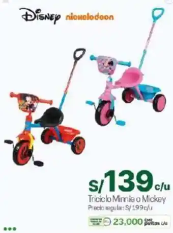 Tottus Triciclo Minnie o Mickey oferta
