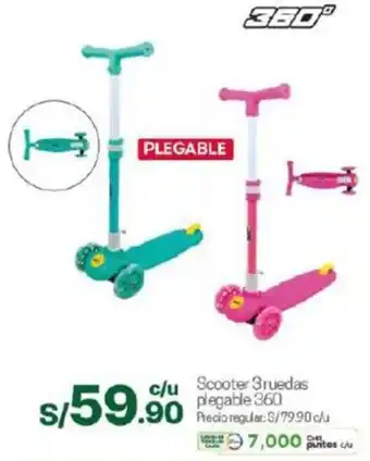 Tottus Scooter 3 ruedas plegable 360 oferta