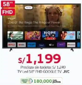 Tottus JVC TV Led 58" FHD GOOGLE TV oferta