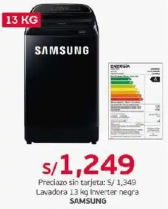 Tottus SAMSUNG Lavadora 13 kg Inverter negra oferta