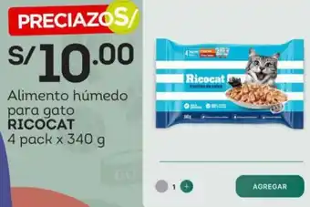 Tottus Alimento húmedo para gato RICOCAT 4 pack x 340 g oferta
