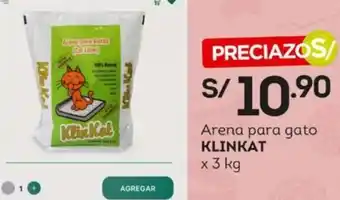 Tottus KLINKAT Arena para gato x 3 kg oferta