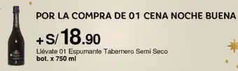 Llévate 01 Espumante Tabernero Semi Seco bot. x 750 ml