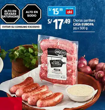 Plaza Vea Chorizo Parrilero Casa Europa 500g oferta