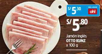 Plaza Vea Jamón Inglés Otto Kunz 100g oferta