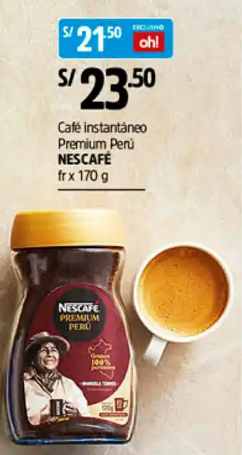 Plaza Vea Café Instantáneo Premium Perú 170g oferta