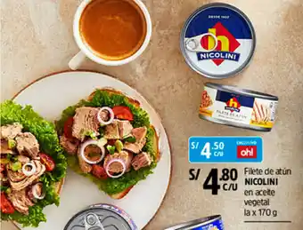 Plaza Vea Nicolini Filete de Atún 170g oferta