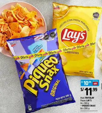 Plaza Vea Lay's Fritolay Papas 160g + Piqueo Snax 200g oferta