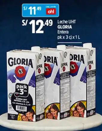 Plaza Vea Gloria Leche UHT 3x1L oferta