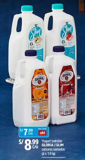 Plaza Vea Gloria/Slim Yogurt Bebible 1.9kg oferta