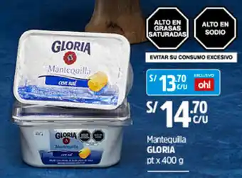 Plaza Vea Gloria Mantequilla 400g oferta