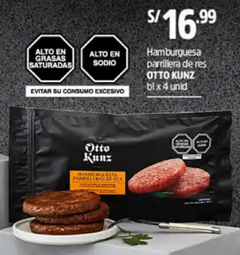 Plaza Vea Otto Kunz Hamburguesa Parrillera de Res oferta