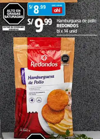 Plaza Vea Redondos Hamburguesa de Pollo oferta
