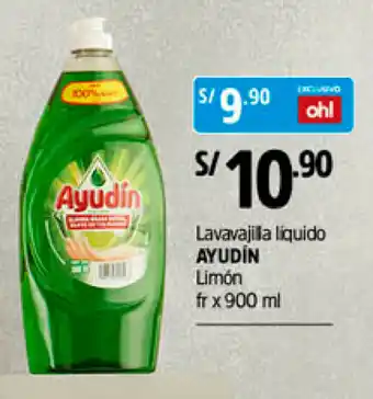 Plaza Vea Ayudín Lavavajilla Liquido Limón 900ml oferta