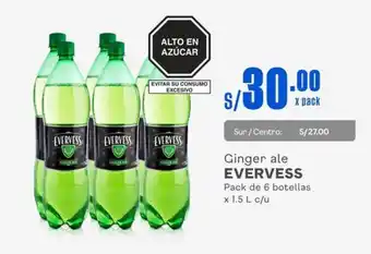 Makro Ginger ale EVERVESS Pack de 6 botellas x 1.5 L c/u oferta