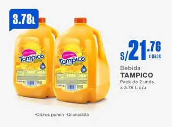 Makro Bebida TAMPICO Pack de 2 unds. x 3.78 L c/u oferta