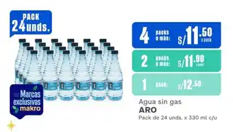 Makro Agua sin gas ARO Pack de 24 unds. x 330 ml c/u oferta