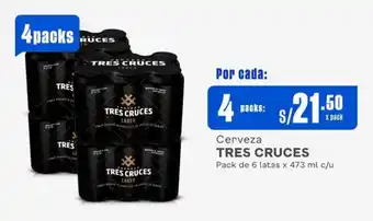 Makro Cerveza TRES CRUCES Pack de 6 latas x 473 ml x 4 packs oferta