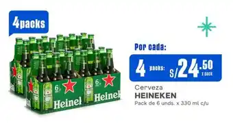 Makro Cerveza HEINEKEN Pack de 6 unds. x 330 ml x 4 packs oferta