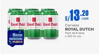 Makro Cerveza ROYAL DUTCH Pack de 6 latas x 330 ml c/u oferta