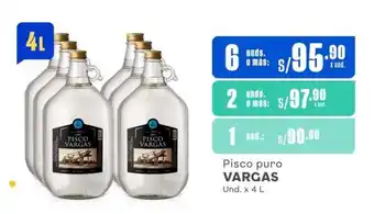 Makro Pisco puro VARGAS Und. x 4 L oferta