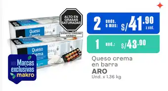 Makro Queso crema en barra ARO Und. x 1.36 kg oferta