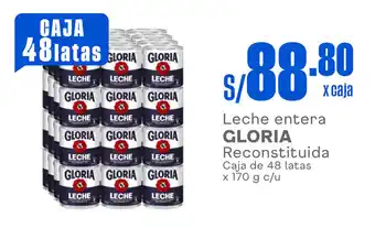 Makro Leche entera GLORIA Reconstituida Caja de 48 latas x 170 g c/u oferta