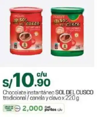Tottus Chocolate instantáneo SOL DEL CUSCO tradicional/canela y clavox 220g oferta
