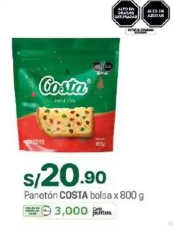 Tottus Panetón COSTA bolsa x 800g oferta