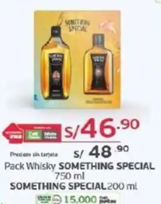 Tottus Pack Whisky SOMETHING SPECIAL 750ml, SOMETHING SPECIAL 200ml oferta