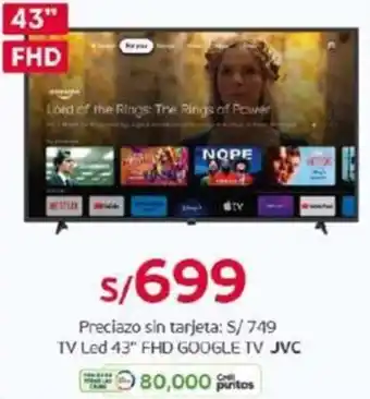 Tottus JVC TV Led 43" FHD GOOGLE TV oferta