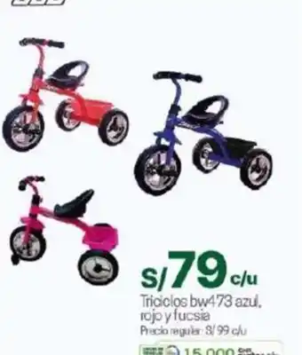 Tottus Triciclos bw473 azul, rojo y fucsia oferta
