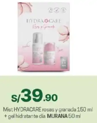 Tottus Mist HYDRACARE rosas y granada 150 ml + gel hidratante día MURANA 50 ml oferta