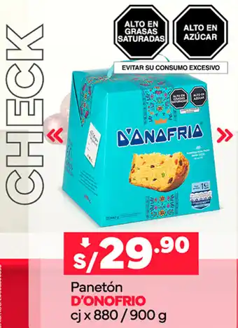 Plaza Vea Panetón D'ONOFRIO cjx 880/900 g oferta