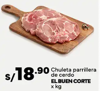 Plaza Vea Chuleta parrillera de cerdo EL BUEN CORTE x kg oferta
