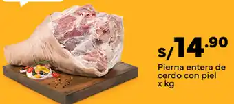 Plaza Vea Pierna entera de cerdo con piel x kg oferta