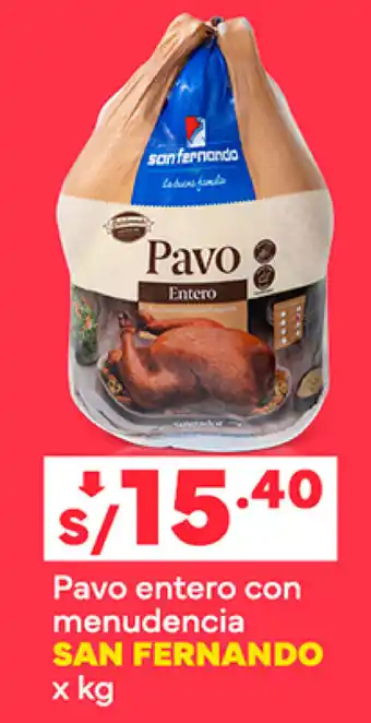 Plaza Vea Pavo entero con menudencia SAN FERNANDO x kg oferta