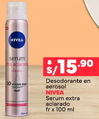 Plaza Vea Desodorante en aerosol NIVEA Serum extra aclarado fr x 100 ml oferta