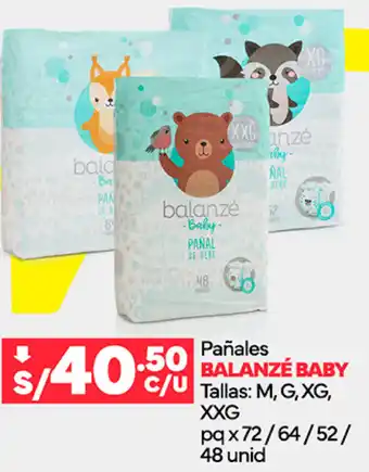 Plaza Vea Pañales BALANZÉ BABY C/U Tallas: M, G, XG, XXG pq x 72/64/52/ 48 unid oferta