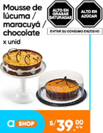 Plaza Vea Mousse de lúcuma / maracuyá / chocolate x unid oferta