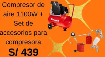 Promart Compresor de aire 1100W + Set de accesorios para compresora oferta