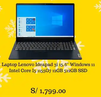La Curacao Laptop Lenovo Ideapad 3i 15.6" Windows 11 Intel Core I5 1155G7 12GB 512GB SSD oferta