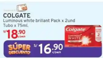 Mifarma COLGATE Luminous white brillant Pack x 2und Tubo x 75ml oferta