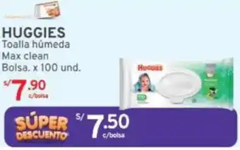 Mifarma HUGGIES Toalla húmeda Max clean Bolsa, x 100 und. oferta