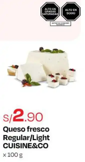 Wong Queso fresco Regular/Light CUISINE&CO x 100g oferta