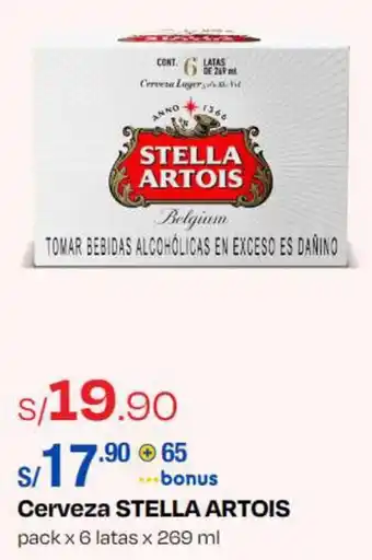 Wong Cerveza STELLA ARTOIS pack x 6 latas x 269 ml oferta