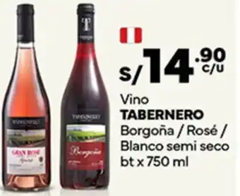 Plaza Vea Vino TABERNERO Borgoña / Rosé / Blanco semi seco btx 750 ml oferta