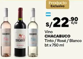 Plaza Vea Vino CHACABUCO Tinto/Rosé / Blanco btx 750 ml oferta