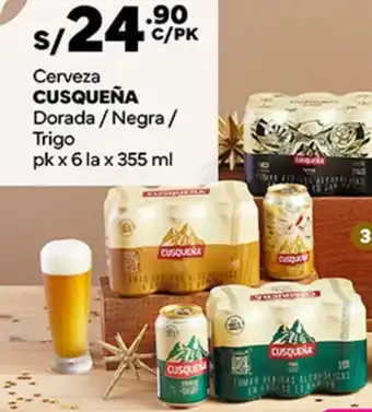 Plaza Vea Cerveza CUSQUEÑA Dorada/Negra/ Trigo pk x 6 lax 355 ml oferta